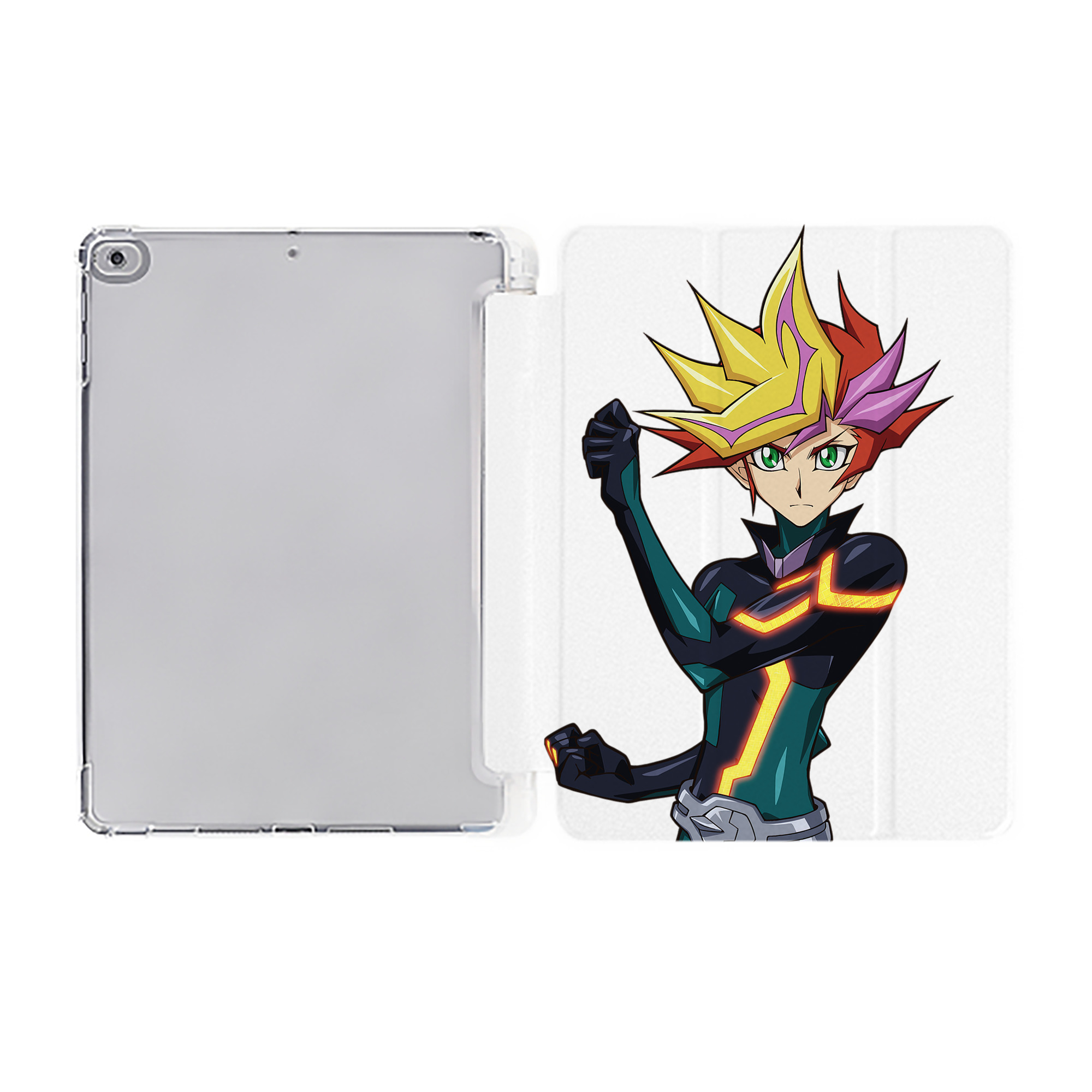 （画像用） 遊☆戯☆王 Yu-Gi-Oh! IPad ケース ペン収納付き 三つ折りスタンド PUレザー×シリコン 対応機種9.5/10.5/10.9インチ